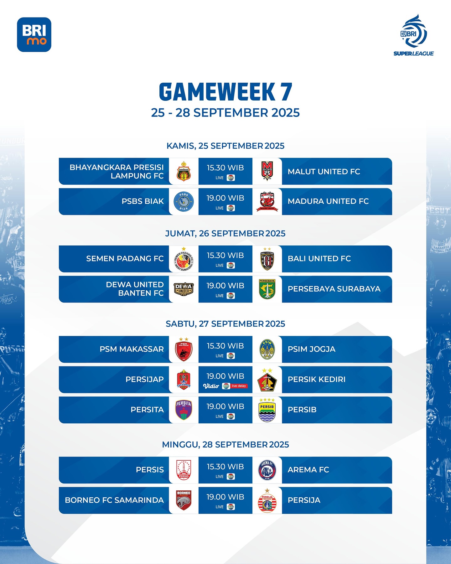 Jadwal pekan 7 Liga 1 2025. (instagram liga1)
